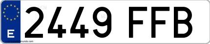 Ejemplo de matrícula española 2449 FFB