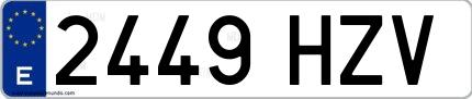 Ejemplo de matrícula española 2449 HZV