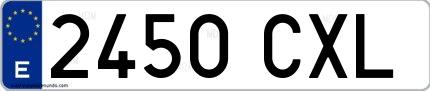 Ejemplo de matrícula española 2450 CXL