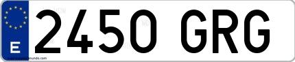 Ejemplo de matrícula española 2450 GRG
