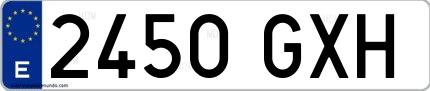 Ejemplo de matrícula española 2450 GXH