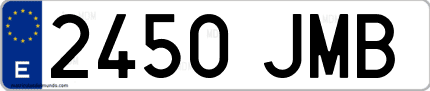 Ejemplo de matrícula de coche ordinaria 2450 JMB