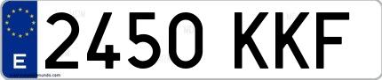 Ejemplo de matrícula española 2450 KKF