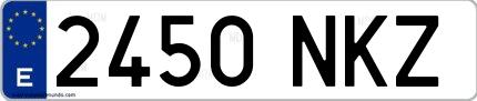Ejemplo de matrícula española 2450 NKZ