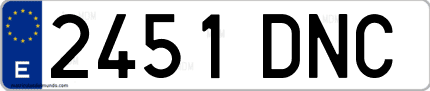 Ejemplo de matrícula de coche ordinaria 2451 DNC