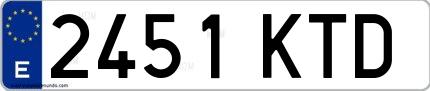 Ejemplo de matrícula española 2451 KTD