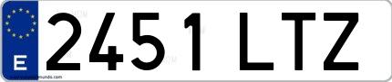 Ejemplo de matrícula española 2451 LTZ