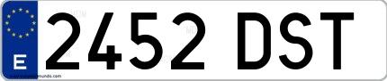 Ejemplo de matrícula española 2452 DST