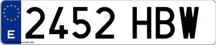 Ejemplo de matrícula española 2452 HBW
