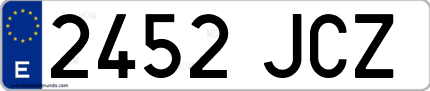 Ejemplo de matrícula de coche ordinaria 2452 JCZ