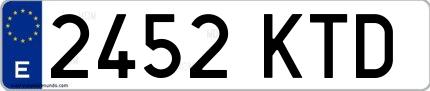 Ejemplo de matrícula española 2452 KTD