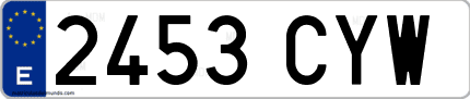 Ejemplo de matrícula de coche ordinaria 2453 CYW