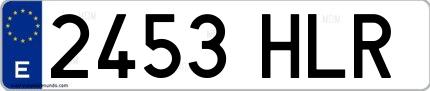 Ejemplo de matrícula española 2453 HLR