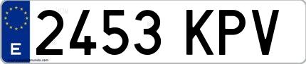Ejemplo de matrícula española 2453 KPV