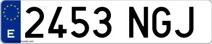 Ejemplo de matrícula española 2453 NGJ