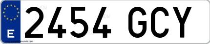 Ejemplo de matrícula española 2454 GCY