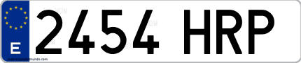 Ejemplo de matrícula de coche ordinaria 2454 HRP