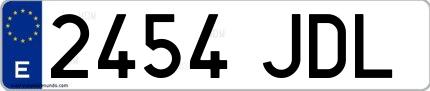 Ejemplo de matrícula española 2454 JDL