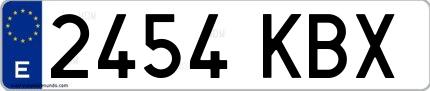 Ejemplo de matrícula española 2454 KBX