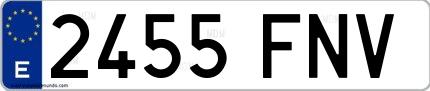 Ejemplo de matrícula española 2455 FNV