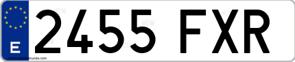 Ejemplo de matrícula de coche ordinaria 2455 FXR