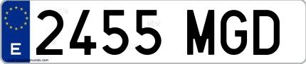 Ejemplo de matrícula española 2455 MGD