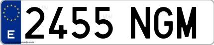 Ejemplo de matrícula española 2455 NGM