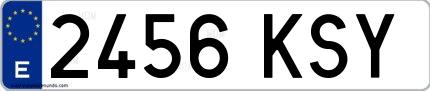 Ejemplo de matrícula española 2456 KSY