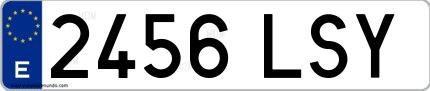 Ejemplo de matrícula española 2456 LSY