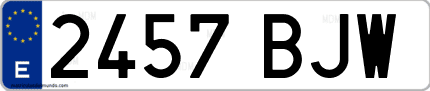 Ejemplo de matrícula de coche ordinaria 2457 BJW