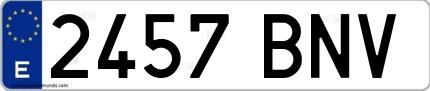Ejemplo de matrícula española 2457 BNV