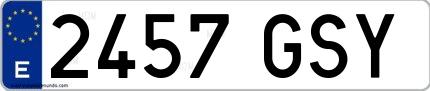 Ejemplo de matrícula española 2457 GSY