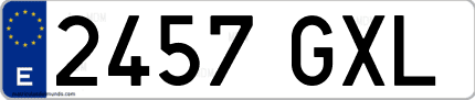 Ejemplo de matrícula de coche ordinaria 2457 GXL