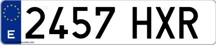 Ejemplo de matrícula española 2457 HXR
