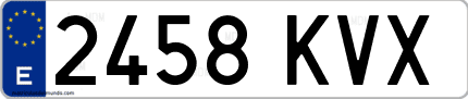 Ejemplo de matrícula de coche ordinaria 2458 KVX