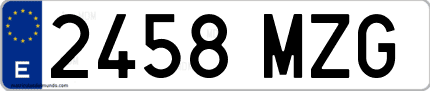 Ejemplo de matrícula de coche ordinaria 2458 MZG