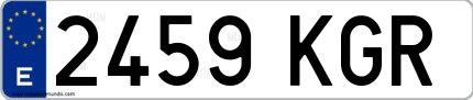 Ejemplo de matrícula española 2459 KGR