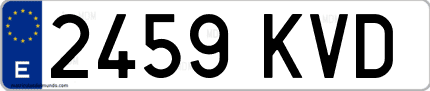 Ejemplo de matrícula de coche ordinaria 2459 KVD
