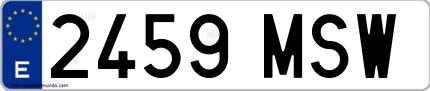 Ejemplo de matrícula española 2459 MSW