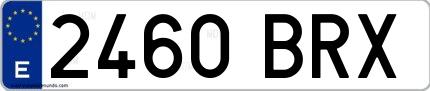 Ejemplo de matrícula española 2460 BRX