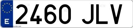 Ejemplo de matrícula española 2460 JLV