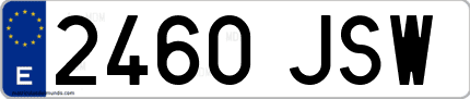 Ejemplo de matrícula de coche ordinaria 2460 JSW