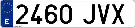 Ejemplo de matrícula española 2460 JVX