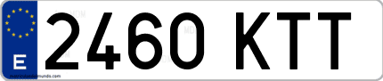 Ejemplo de matrícula de coche ordinaria 2460 KTT