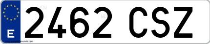 Ejemplo de matrícula española 2462 CSZ