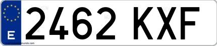 Ejemplo de matrícula española 2462 KXF