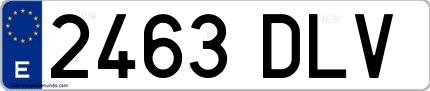 Ejemplo de matrícula española 2463 DLV