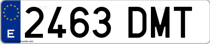 Ejemplo de matrícula de coche ordinaria 2463 DMT