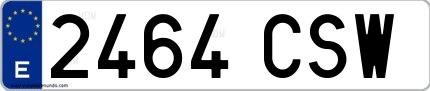 Ejemplo de matrícula española 2464 CSW
