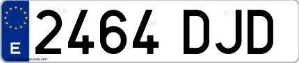 Ejemplo de matrícula española 2464 DJD